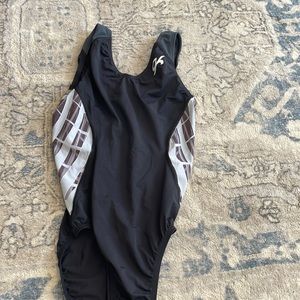 Black and gray purple and white siding on leotard